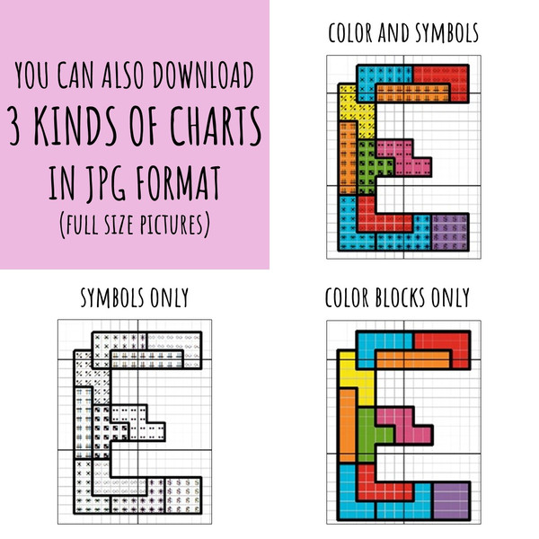 Tetris game font cross stitch pattern PDF by Smasterilli..JPG