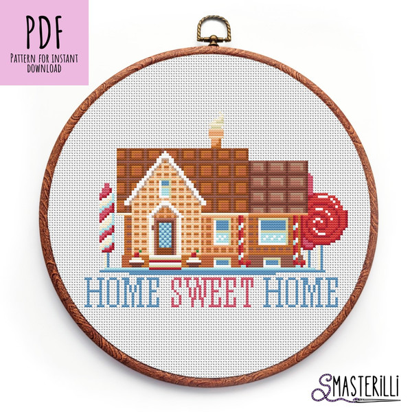 Home sweet home cross stitch pattern PDF , candy house embro - Inspire  Uplift