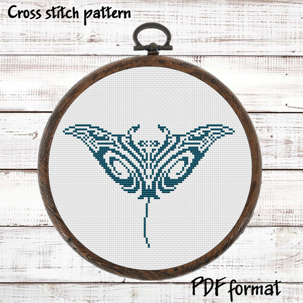Manta Ray embroidery design, Mandala cross stitch pattern PDF, Modern  Xstitch, Stingray cross stitch chart, Polynesian