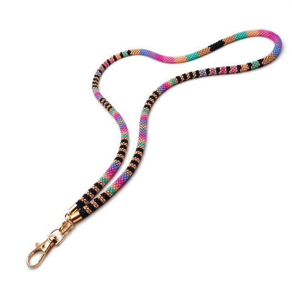 Pink beaded teacher lanyard for women