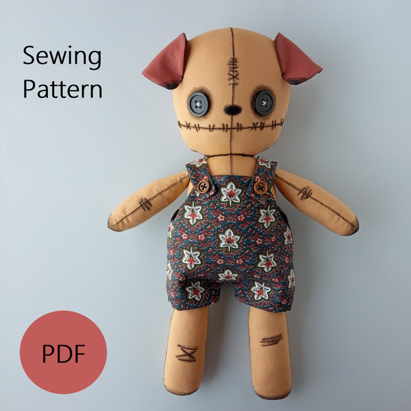 Stuffed Dog Sewing Pattern PDF, Creepy Cute Art Doll Tutoria - Inspire ...