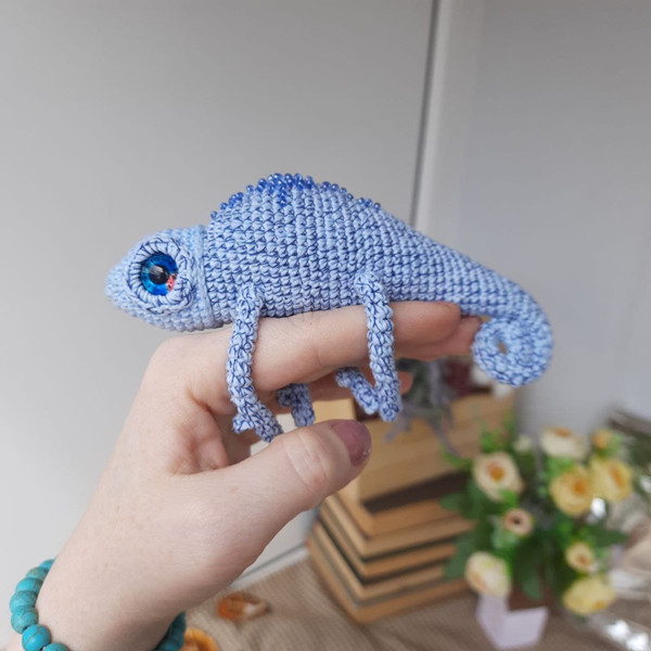 Reptile decor blue chameleon tiny stuffed animal.jpg