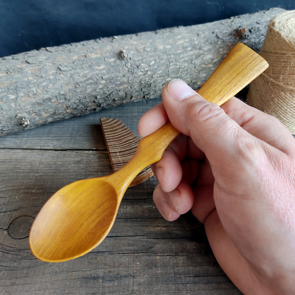 Unique big handmade wooden scoop with decorated handle - Inspire Uplift