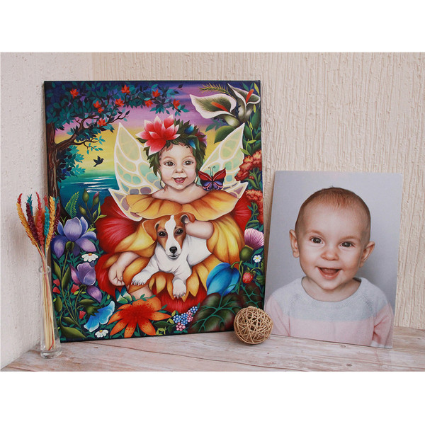 Custom Portrait From Photo Painting Children Artwork Personalized Art Nursery Wall Art _5.jpg