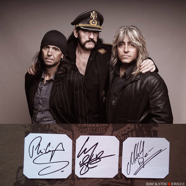 Motorhead autographs vinyl stickers Lemmy Kilmister, Phil Ca 