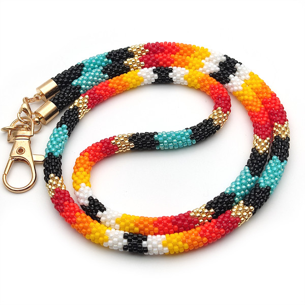 Beaded lanyard for card holder