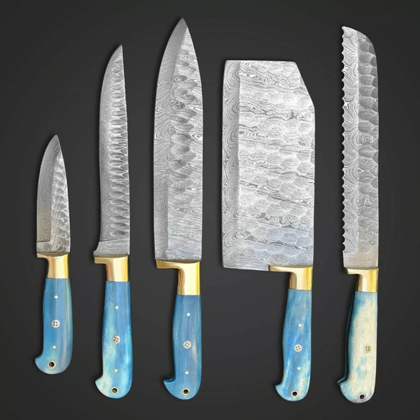 Custom Handmade Damascus Steel Knives set for Kitchen - Inspire Uplift