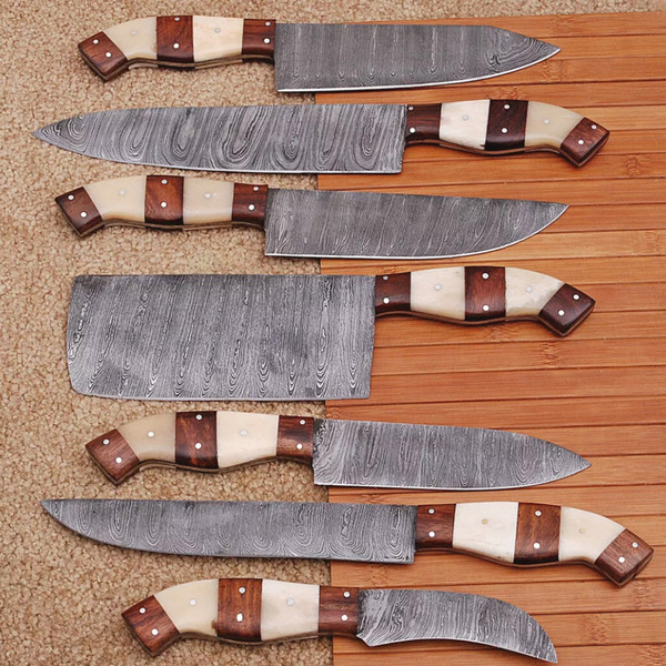 Custom Handmade Damascus Steel Knives set for Kitchen - Inspire Uplift