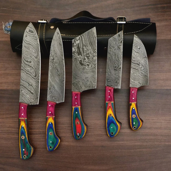 Custom Handmade Damascus Steel Knives set for Kitchen - Inspire Uplift