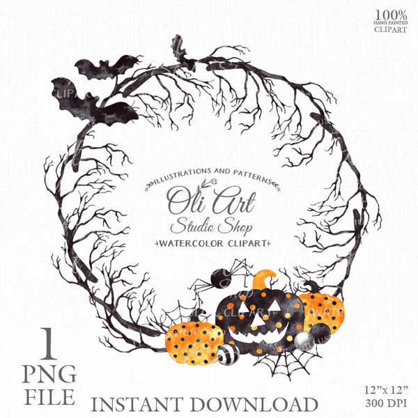 halloween wreath clipart.JPG