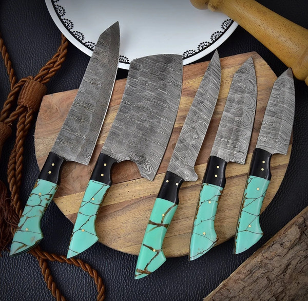 Custom Handmade Damascus Steel Knives set for Kitchen - Inspire Uplift