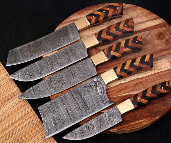 Handmade Damascus Steel 5 Pcs Kitchen Knife set, Hand Forged - Inspire  Uplift