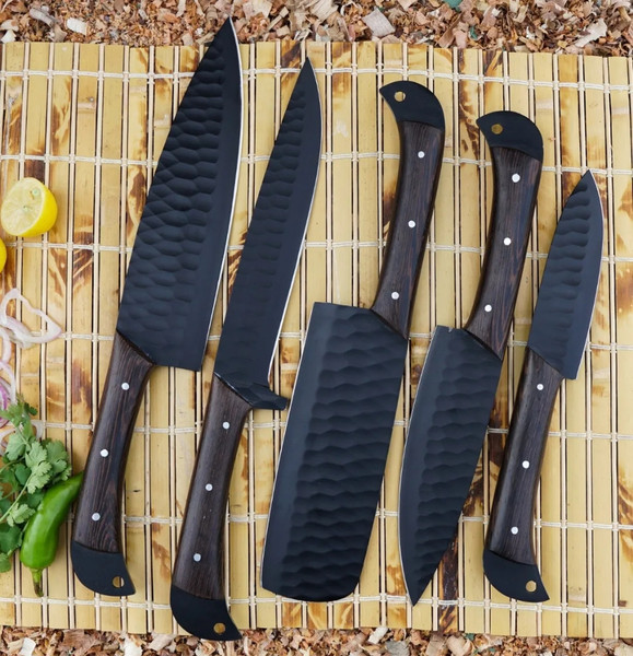 Handmade Damascus Steel 5 Pcs Kitchen Knife set, Hand Forged - Inspire  Uplift