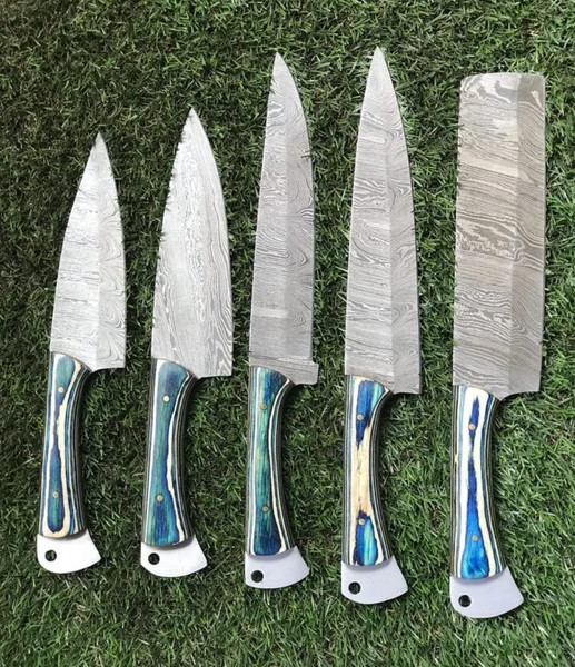 Custom Handmade Hand Forged Damascus Steel Chef Knife Sets.jpeg