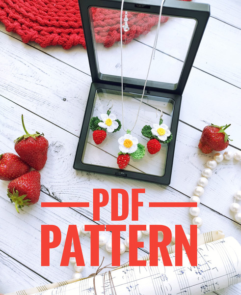 Strawberry Earrings Crochet PATTERN