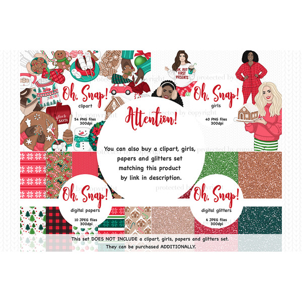 Christmas gingerbread and lollipops, winter sweaters, Santa's hat, Christmas toys, New Year's wreaths, garlands. Girls celebrate Christmas. Christmas digital pa