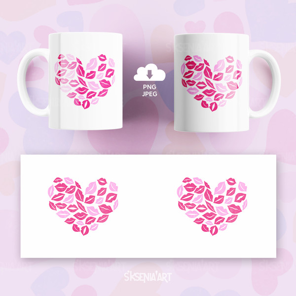 Valentine Hearts Bundle, 11 Oz Mug Sublimation Designs With