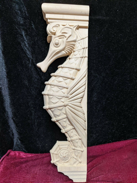 Seahorse wall Bracket Large  Corbel Nautical style Wood Shelf Bracket, fireplace surround9.jpg