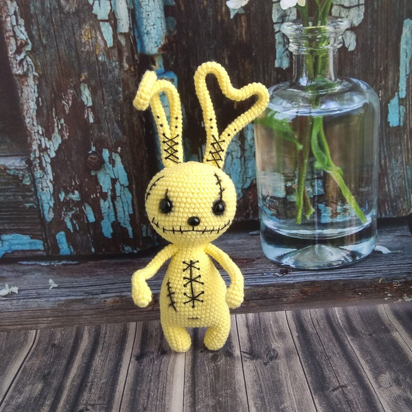 Custom Bunny Plush Creepy Goth Rabbit Plush Toy Spooky Bunny