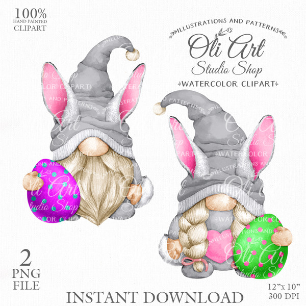 Easter Bunny gnome clipart.JPG