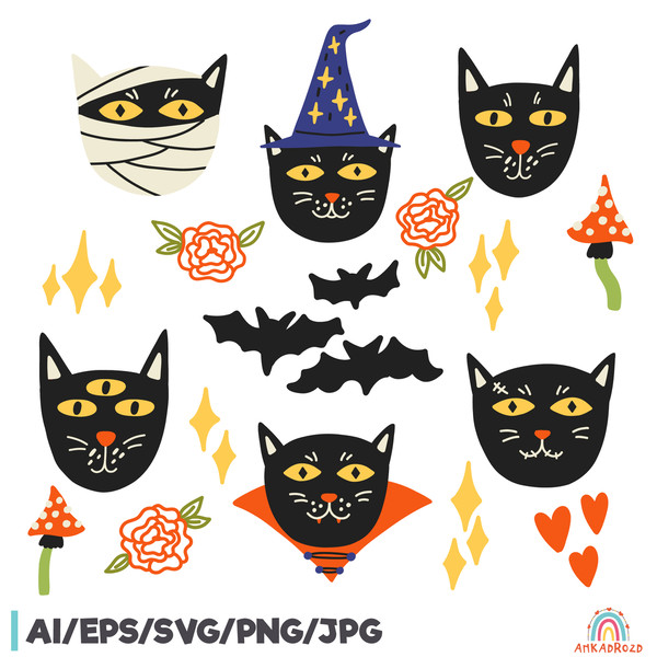 scary black cat clipart