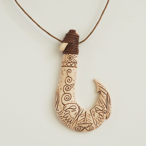 Maui fish hook necklace - Moana costume party 4.JPG