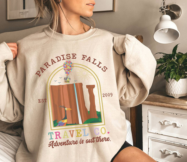 Retro Up Paradise Falls Est 2009 Travel Co Adventure is Out There Shirt  Pixar Up Movies Shirt  Up House Balloons  Carl Ellie Shirt.jpg
