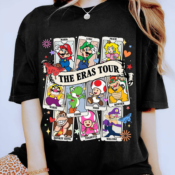 Super Mario The Eras Tour Tarot Card Shirt  Mario Luigi Princess Peach Bowser Shirt  Mario Bros Video Game Shirt.jpg