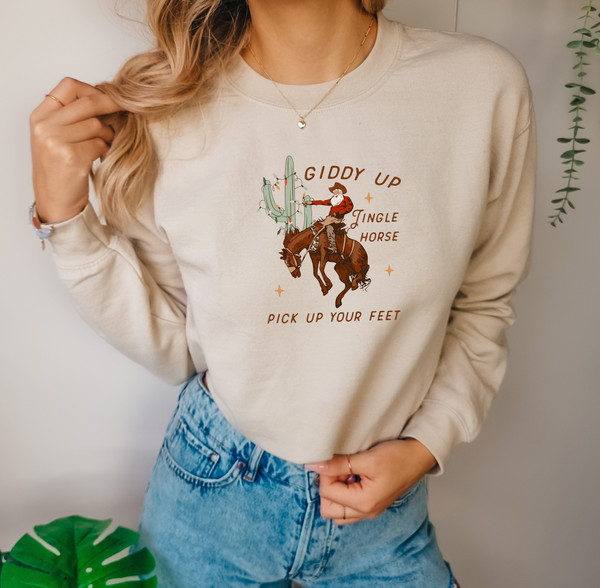 Christmas Western Comfort colors Shirt, Cowboy Christmas Shirt, Giddy Up Jingle Horse Tee, Christmas Horse Tshirt, Vintage Christmas Shirts,.jpg