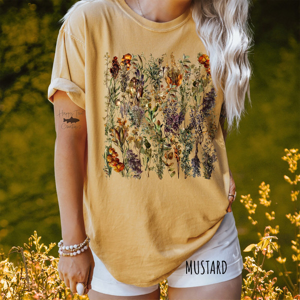 Dried Herb Flowers Shirt  Comfort Colors Cottagecore TShirt  Oversized Aesthetic T-Shirt  Flower Tee  Gardening Shirt  Nature Shirt.jpg