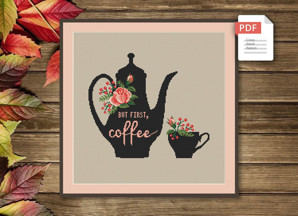 Coffee cup cross stitch pattern download PDF Coffee quote -  Portugal