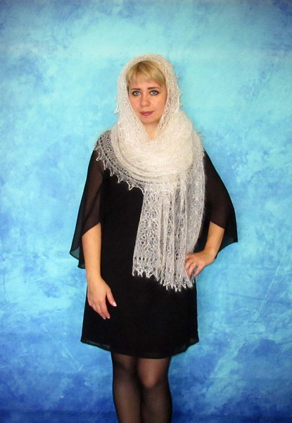 Warm white big scarf,Russian Orenburg shawl,Hand knit wool wrap,Goat down stole,Bridal cover up,Pashmina,Kerchief,Cape.JPG