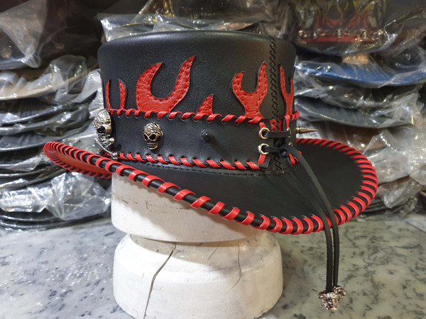 Steampunk Gothic El Dorado Leather Top Hat - Inspire Uplift