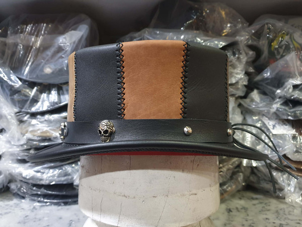 Striped Leather Short Top Hat  (8).jpg