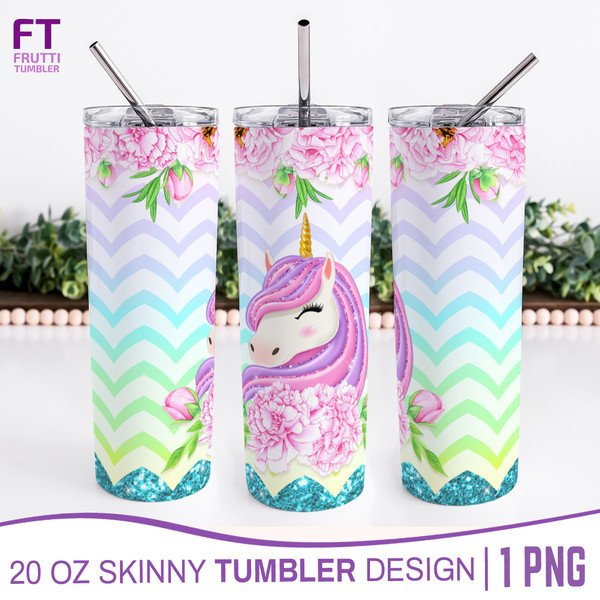 Personalized Unicorn Tumbler - Skinny Tumbler With Straw