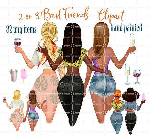 two best girl friends clipart
