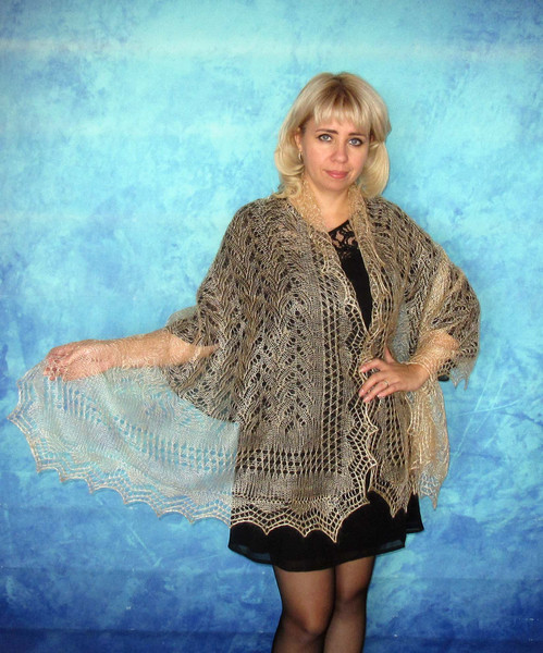 Hand knit beige scarf, Handmade Russian Orenburg shawl, Goat wool cover up, Lace pashmina, Kerchief, Stole, Tippet, Warm wrap, Bridal cape, Gift for a woman 3.J