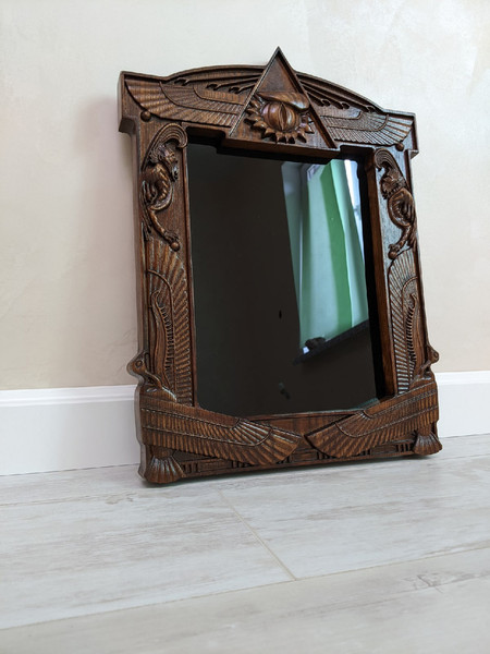 Black mirror-Gothic mirror-witch mirror-obsidian mirror-wirch supply-witch altar-wirch decorations-haloween decorations.jpg