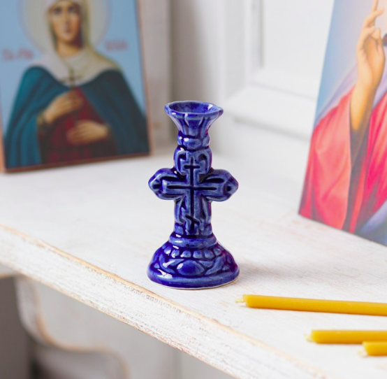 Cross Shape Ceramic Candlestick - Cross Design Ceramic Candlestick