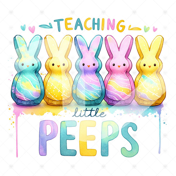 Cute Easter Teacher Clipart, Teaching Little Peeps PNG, Easter Bunny Png, Retro Easter Png, Easter Sublimation Design, Digital Download.jpg