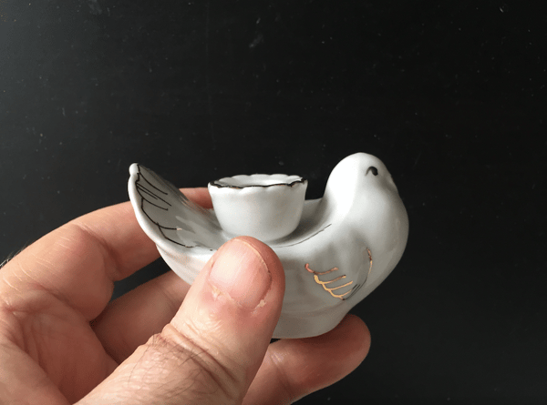 Ceramic candle holder - White Holy Dove