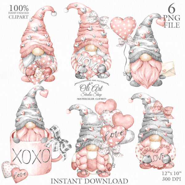 Valentine Pink gnomes clipart.JPG