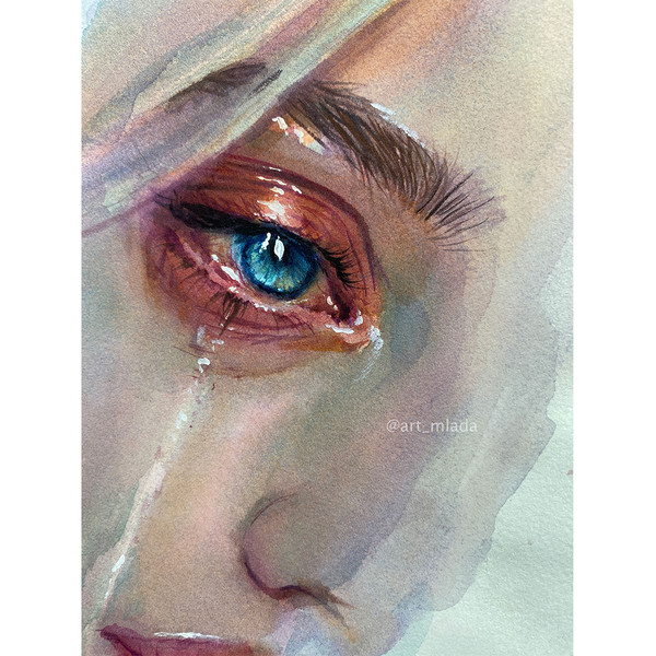 watercolor sad eyes