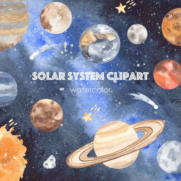 watercolor solar system