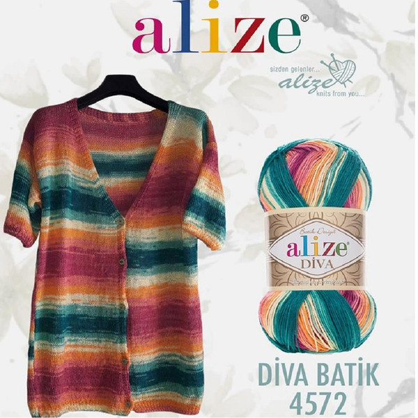 Alize Diva Batik Design 4 PCS Microfiber Acrylic Summer Yarn