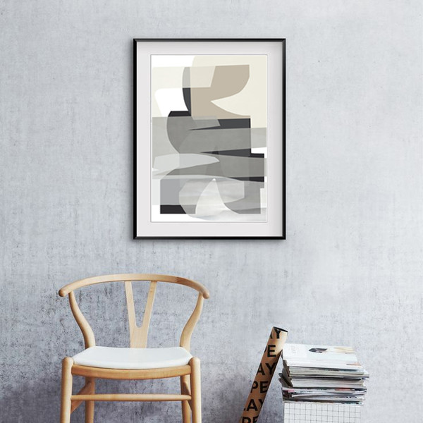 Gray abstract posters of 3 on the wall, easy to download 1