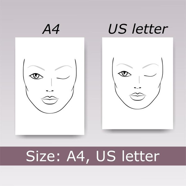 Makeup Practice Face Charts: 50 Blank Make-up Face Chart Worksheets with  Open and Closed Eyes
