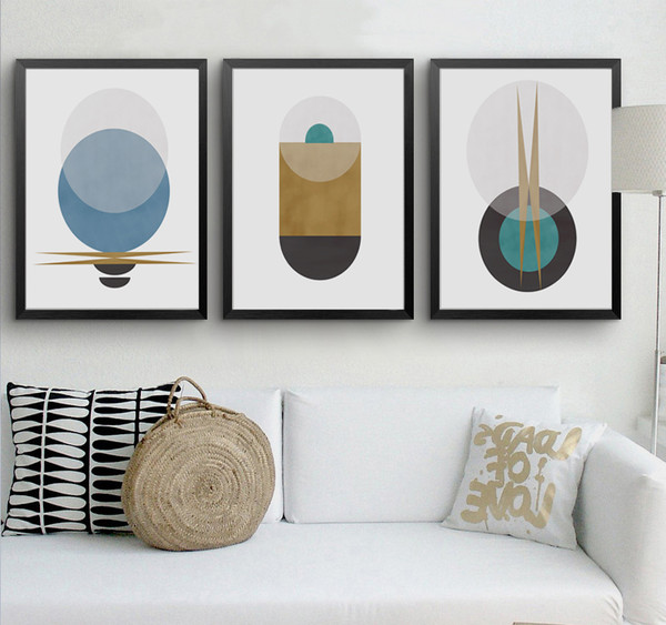 Three abstract geometric prints in brown tones can be downloaded