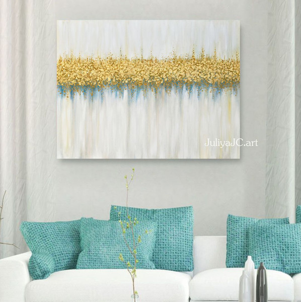 Gold-and-White-wall-art-Modern-living-room-art