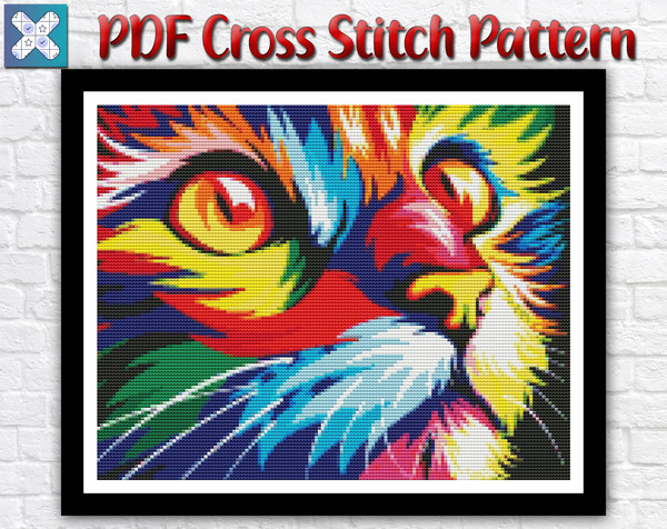 Cat Cross Stitch Pattern / Animal Cross Stitch Pattern / Abs